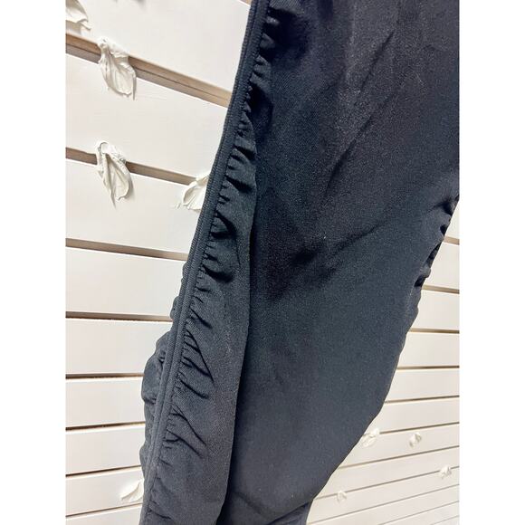 Milly Sleeveless Shirred Side Mock Neck Knit Sheath Dress Black Women's Size L - Picture 3 of 6